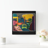 "ミッドセンチュリーモダンカクテル絵画"の スクエア壁時計 (ホーム)