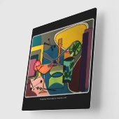 "ミッドセンチュリーモダンカクテル絵画"の スクエア壁時計 (傾斜)