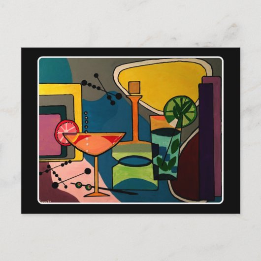 "ミッドセンチュリーモダンカクテル絵画"の ポストカード (正面)