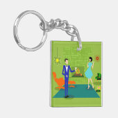 ミッドセンチュリーモダンカップルのアクリル酸キーチェーン キーホルダー (正面左)