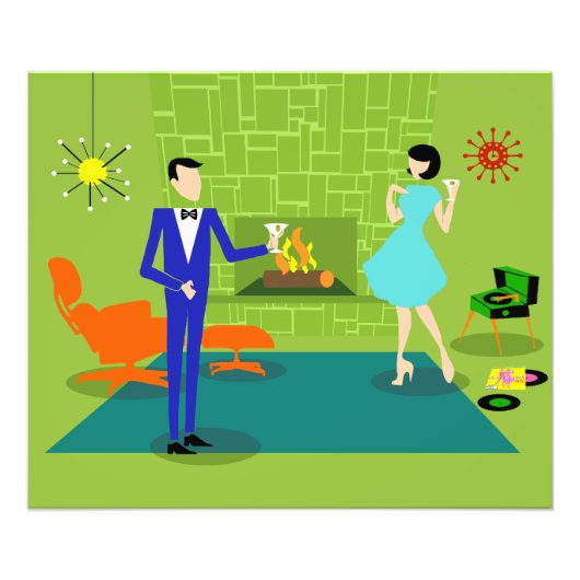 ミッドセンチュリーモダンカップル写真紙 フォトプリント            (正面)