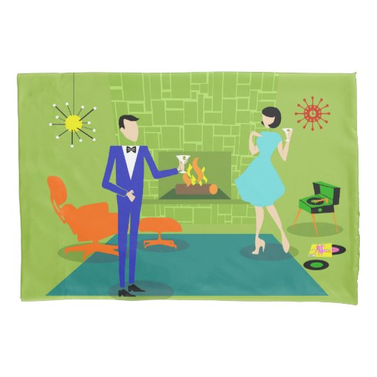 ミッドセンチュリーモダンカップル枕ローケース 枕カバー (正面)