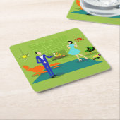 ミッドセンチュリーモダンカップル紙コースター スクエアペーパーコースター (アングル)