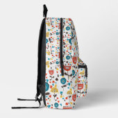 ミッドセンチュリーモダンカラフルフローラ名前をカスタムする プリントバックパック (左)