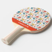 ミッドセンチュリーモダンカラフルフローラ名前をカスタムする 卓球ラケット (正面アングル)