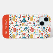 ミッドセンチュリーモダンカラフルフローラ名前をカスタムする Case-Mate iPhoneケース (裏面 (横))