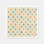 ミッドセンチュリーモダンカラフル原子スターバスト スタンダードカクテルナプキン (正面)