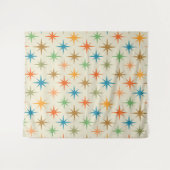 ミッドセンチュリーモダンカラフル原子スターバスト タペストリー (正面(横))