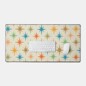 ミッドセンチュリーモダンカラフル原子スターバスト デスクマット (キーボード&マウス)