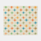 ミッドセンチュリーモダンカラフル原子スターバスト フリースブランケット (正面(横))