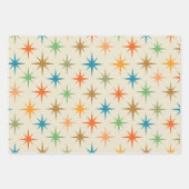 ミッドセンチュリーモダンカラフル原子スターバスト ラッピングペーパーシート (正面3)