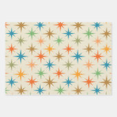 ミッドセンチュリーモダンカラフル原子スターバスト ラッピングペーパーシート (正面2)