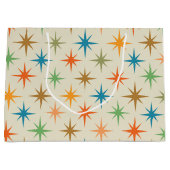 ミッドセンチュリーモダンカラフル原子スターバスト ラージペーパーバッグ (正面)
