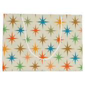 ミッドセンチュリーモダンカラフル原子スターバスト ラージペーパーバッグ (裏面)