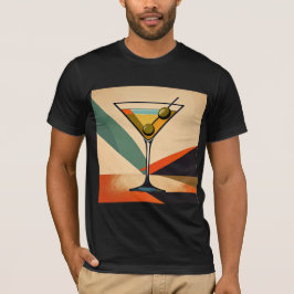ミッドセンチュリーモダンカラーブロックマティーニアート Tシャツ