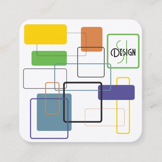 ミッドセンチュリーモダンカラー・バースト スクエア名刺 (正面)