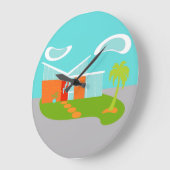 ミッドセンチュリーモダンカートゥーンハウスウォールクロック ラージ壁時計 (傾斜)