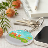 ミッドセンチュリーモダンカートゥーンハウスキーチェーン キーホルダー (正面右)