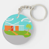 ミッドセンチュリーモダンカートゥーンハウスキーチェーン キーホルダー (裏面)