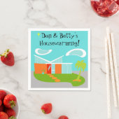 ミッドセンチュリーモダンカートゥーンハウス紙ナプキンス スタンダードカクテルナプキン (インサイチュ)