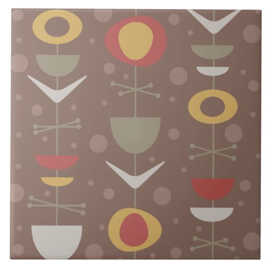 ミッドセンチュリーモダンガーデンブラウン タイル (正面)