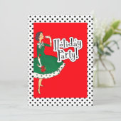 ミッドセンチュリーモダンガールレトロホリデーパーティカスタムー 招待状 (スタンド正面)