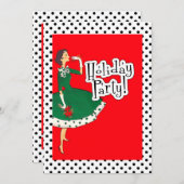 ミッドセンチュリーモダンガールレトロホリデーパーティカスタムー 招待状 (正面/裏面)