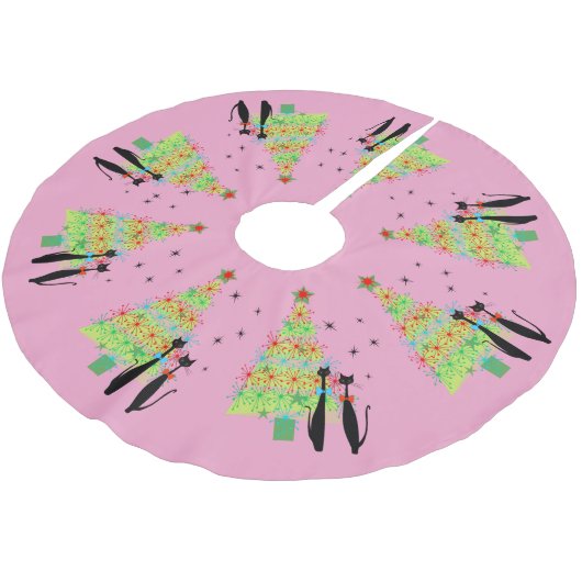 ミッドセンチュリーモダンキャックールトクリスマスツリー ブラッシュドポリエステルツリースカート (アングル)