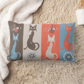 ミッドセンチュリーモダンキャットレトロオレンジブラウン ランバークッション (ブランケット)