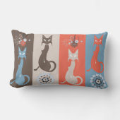 ミッドセンチュリーモダンキャットレトロオレンジブラウン ランバークッション (正面)