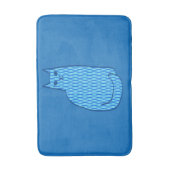 ミッドセンチュリーモダンキャット、コバルト、ライトブルー バスマット (正面縦)