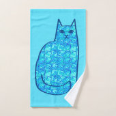 ミッドセンチュリーモダンキャット、ターコイズ、海軍 バスタオルセット (ハンドタオル)