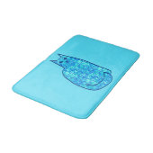 ミッドセンチュリーモダンキャット、ターコイズ、海軍 バスマット (アングル)