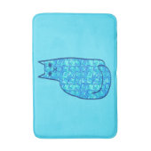 ミッドセンチュリーモダンキャット、ターコイズ、海軍 バスマット (正面縦)