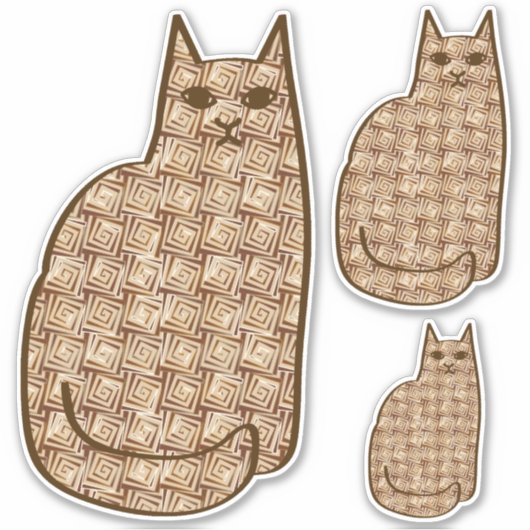 ミッドセンチュリーモダンキャット、ベージュ、ライトブラウン シール (正面)