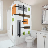 ミッドセンチュリーモダンキュービクル美術 シャワーカーテン (インサイチュ)