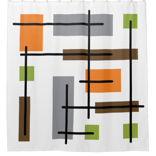 ミッドセンチュリーモダンキュービクル美術 シャワーカーテン (正面)