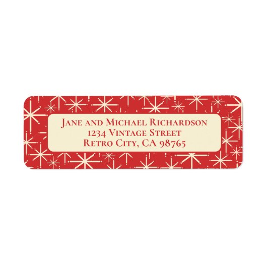 ミッドセンチュリーモダンキラキラ原子星レトロ赤 ラベル (正面)