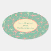 ミッドセンチュリーモダンキラキラ原子星レトロ 楕円形シール (正面)