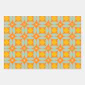 ミッドセンチュリーモダンキルトタイルパターンレトロパステル ラッピングペーパーシート (正面2)