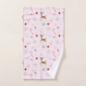 ミッドセンチュリーモダンクリスマスのトナカイ飴 バスタオルセット (ハンドタオル)