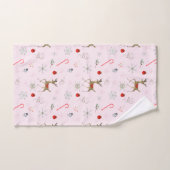 ミッドセンチュリーモダンクリスマスのトナカイ飴 バスタオルセット (ハンドタオル)