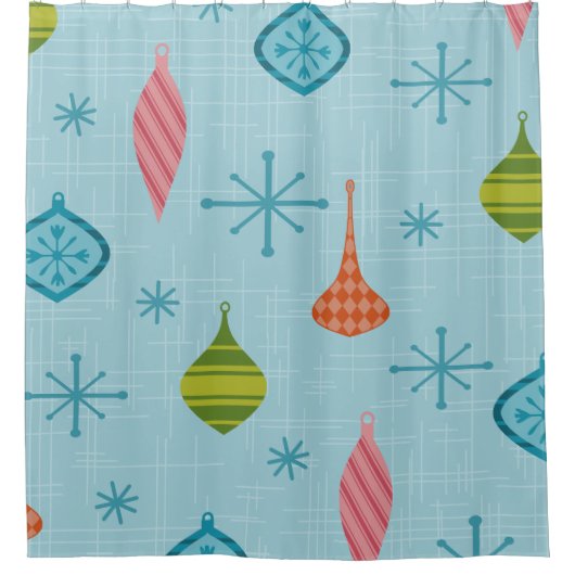 ミッドセンチュリーモダンクリスマスオーナメント シャワーカーテン (正面)