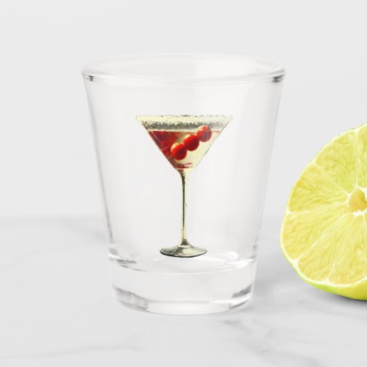 ミッドセンチュリーモダンクリスマスクランベリーマルティーニ ショットグラス (正面)