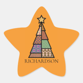 ミッドセンチュリーモダンクリスマスツリーとモノグラム 星シール