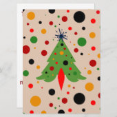 ミッドセンチュリーモダンクリスマスツリーレトロロケット シーズンカード (正面/裏面)