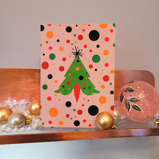 ミッドセンチュリーモダンクリスマスツリーレトロロケット シーズンカード