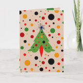 ミッドセンチュリーモダンクリスマスツリーレトロロケット シーズンカード (正面)