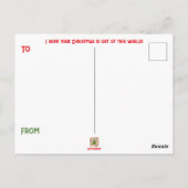 ミッドセンチュリーモダンクリスマスツリーレトロロケット ポストカード (裏面)