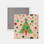 ミッドセンチュリーモダンクリスマスツリーレトロロケット マグネット (正面/裏面)